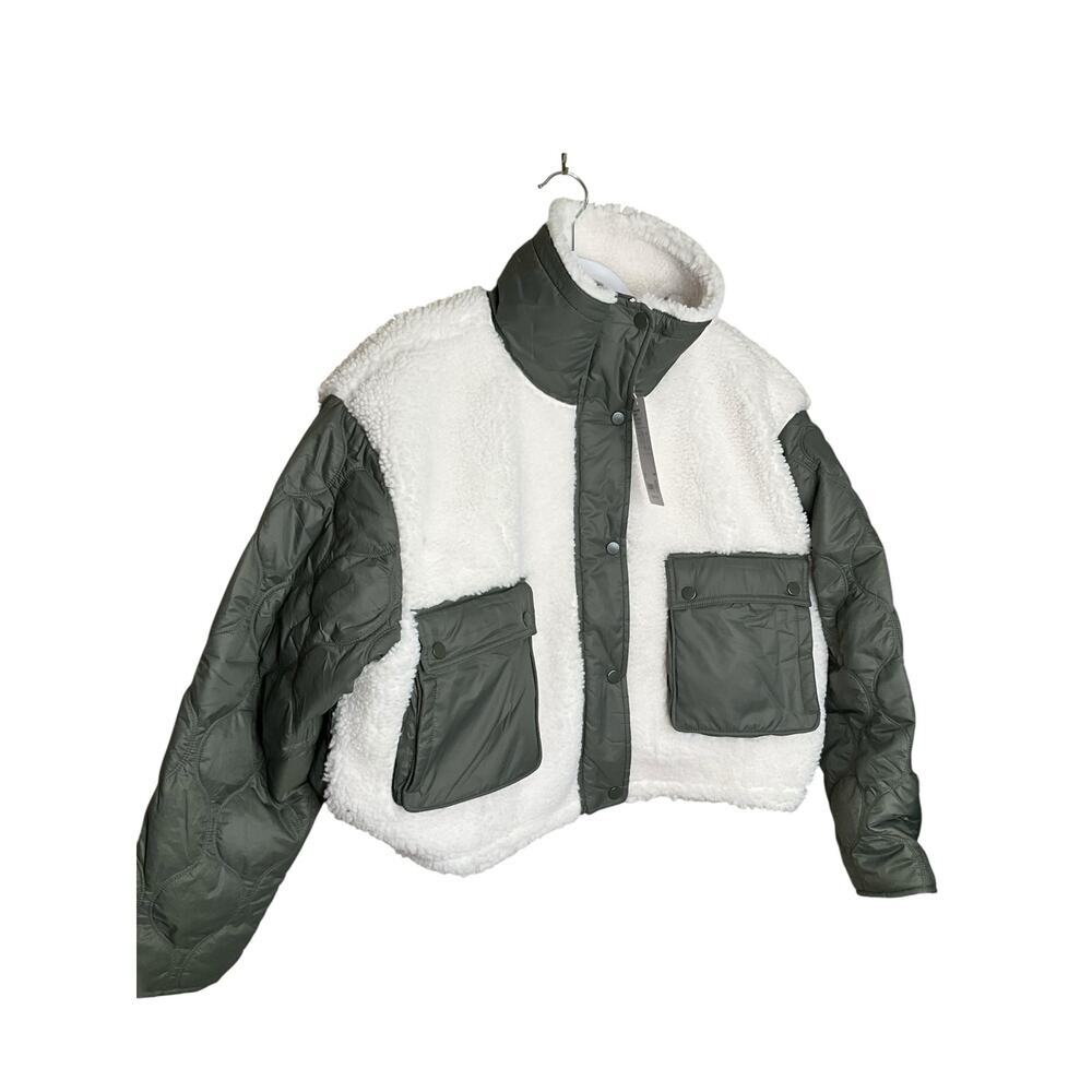 Athleta Women's  Green Fleece Hybrid Jacket sz XL "Power of She"